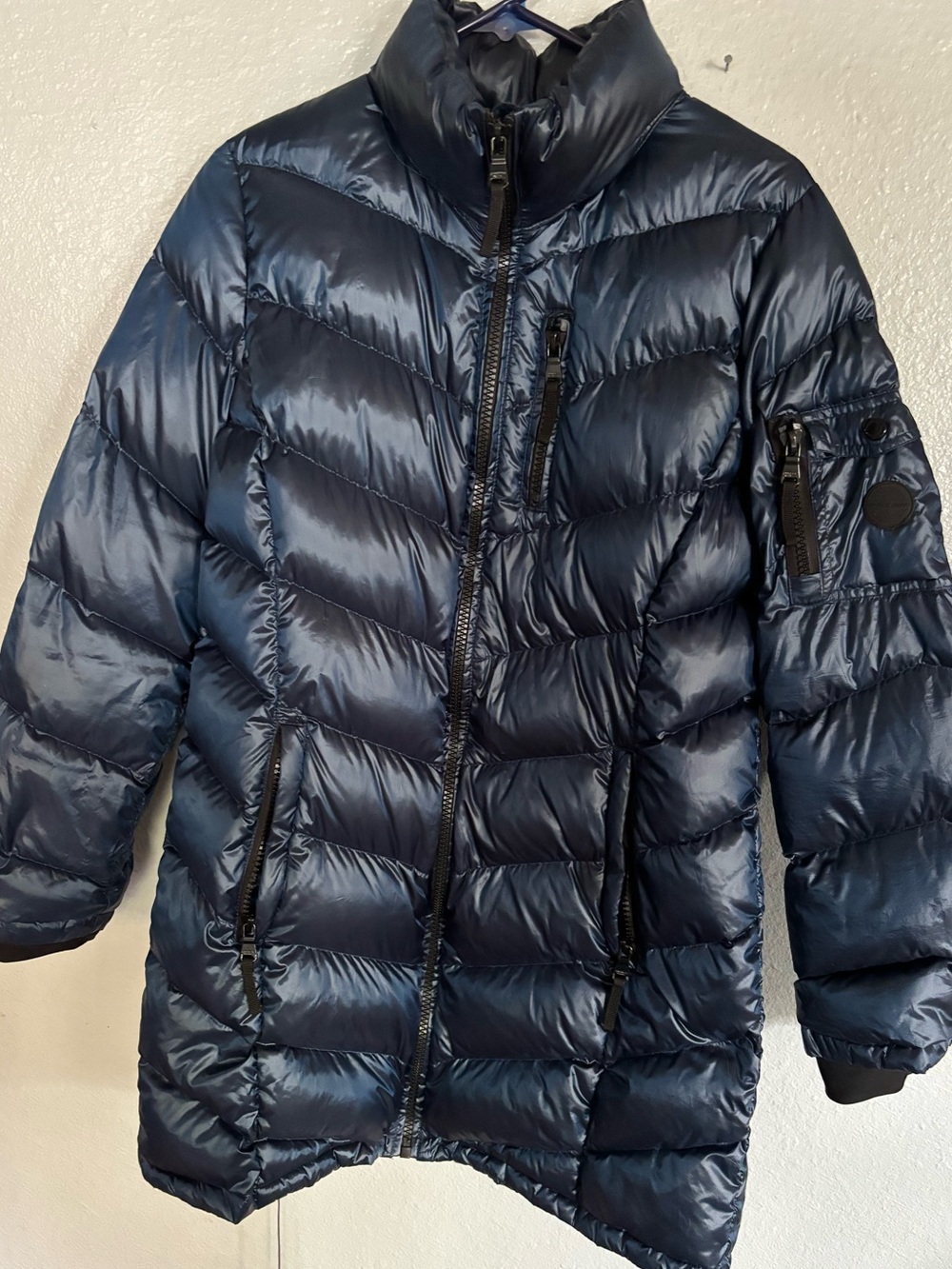 Andrew Marc Women’s L Navy Packable Premium Duck Down Puffer Coat Jacket